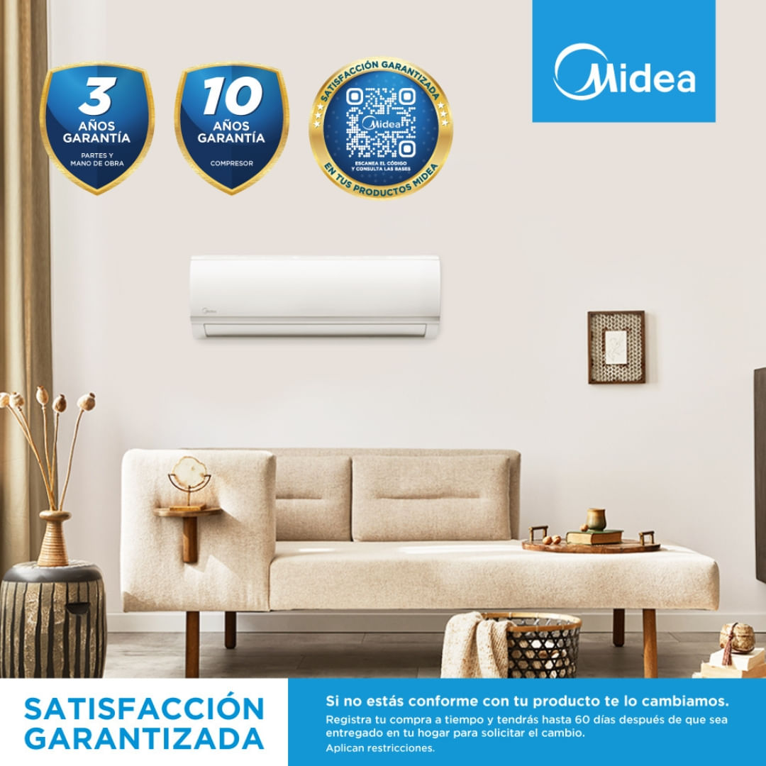 Midea Minisplit Inverter EcoSaver-32 SEER 18 1 Ton (Sólo Frío) - MAS12C1ECS Blanco