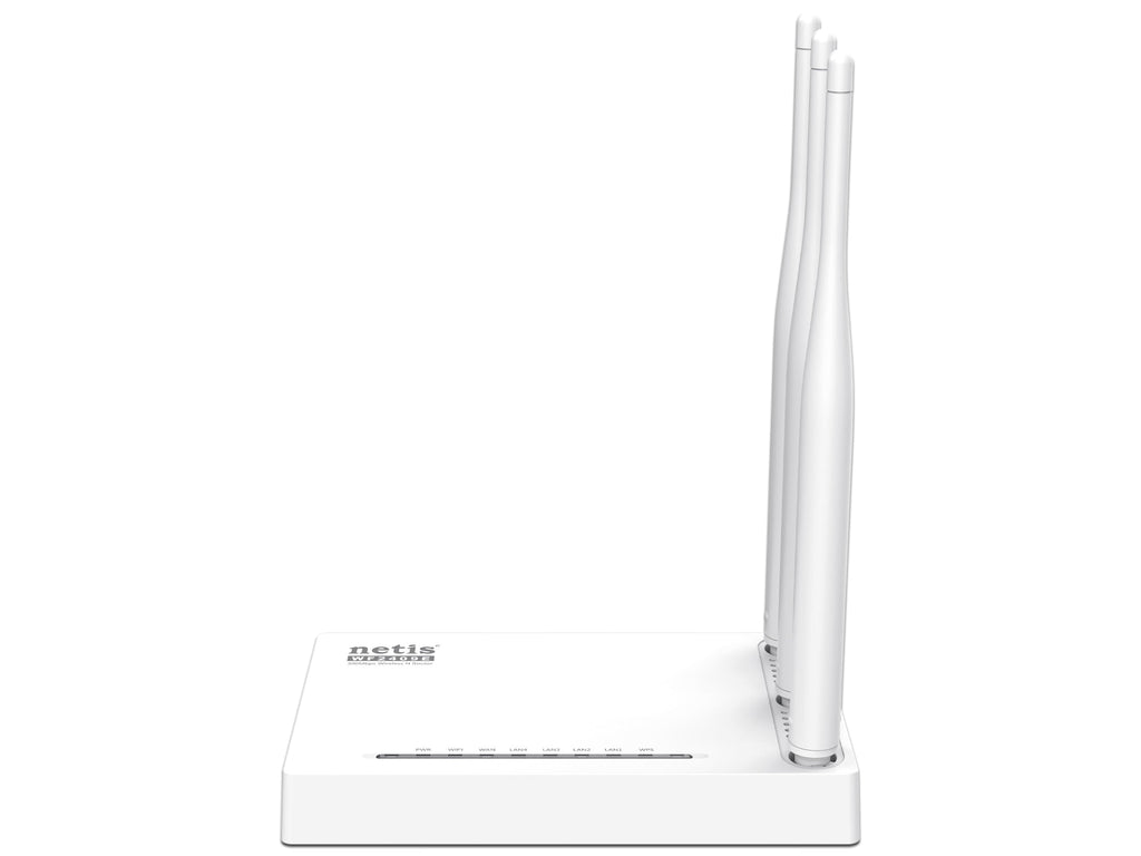 Router Inalámbrico Netis WF2409E de 2.4 GHz; Wireless N (Wi-Fi 4); hasta 300Mbps; 3 Antenas Blanco