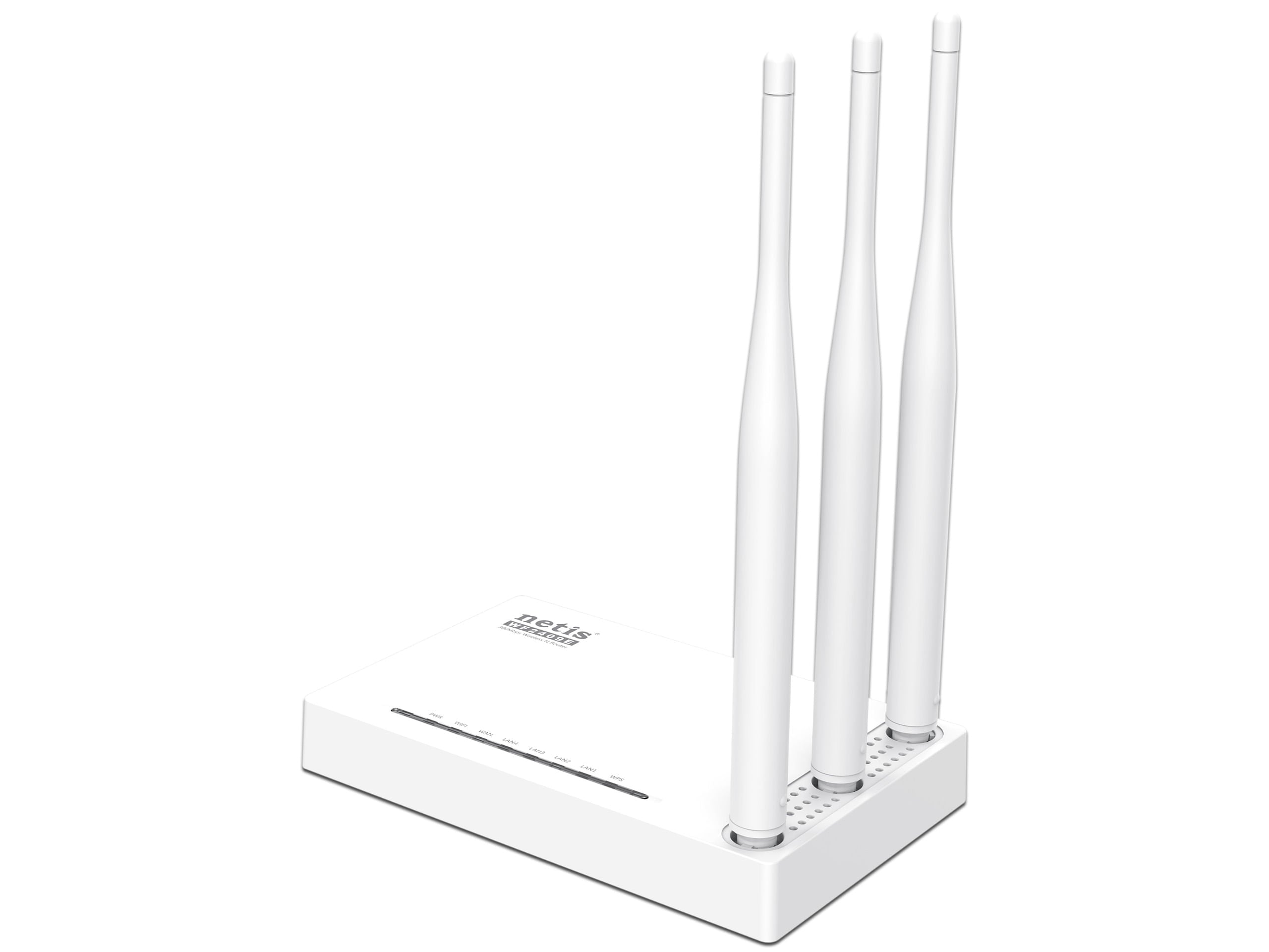 Router Inalámbrico Netis WF2409E de 2.4 GHz; Wireless N (Wi-Fi 4); hasta 300Mbps; 3 Antenas Blanco